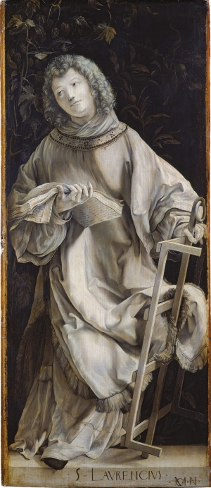 Der heilige Laurentius [Gemälde von Mathis Gothart alias Nithart (Matthias Grünewald), um 1509/10]