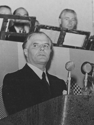 Fritz von Unruh bei seiner Rede in der Paulskirche